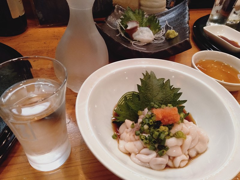 「鮨dining松雪」の白子と日本酒