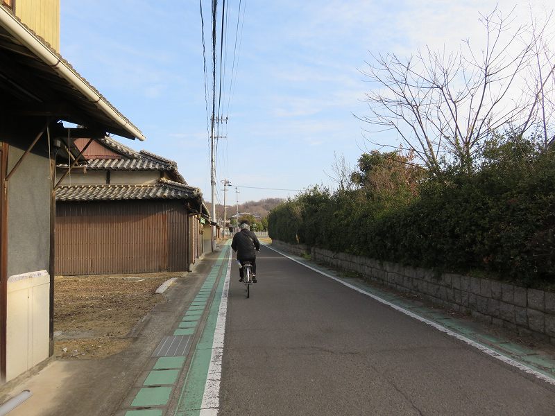 本島を自転車で走るようす