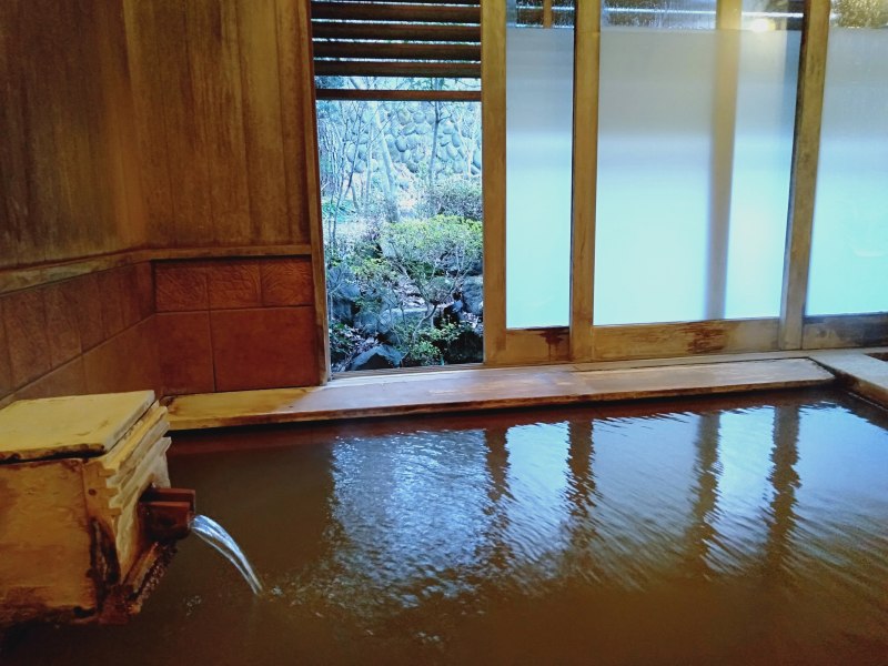 伊香保温泉の洋風旅館ぴのんの内湯「黄金籠もり湯」の湯舟